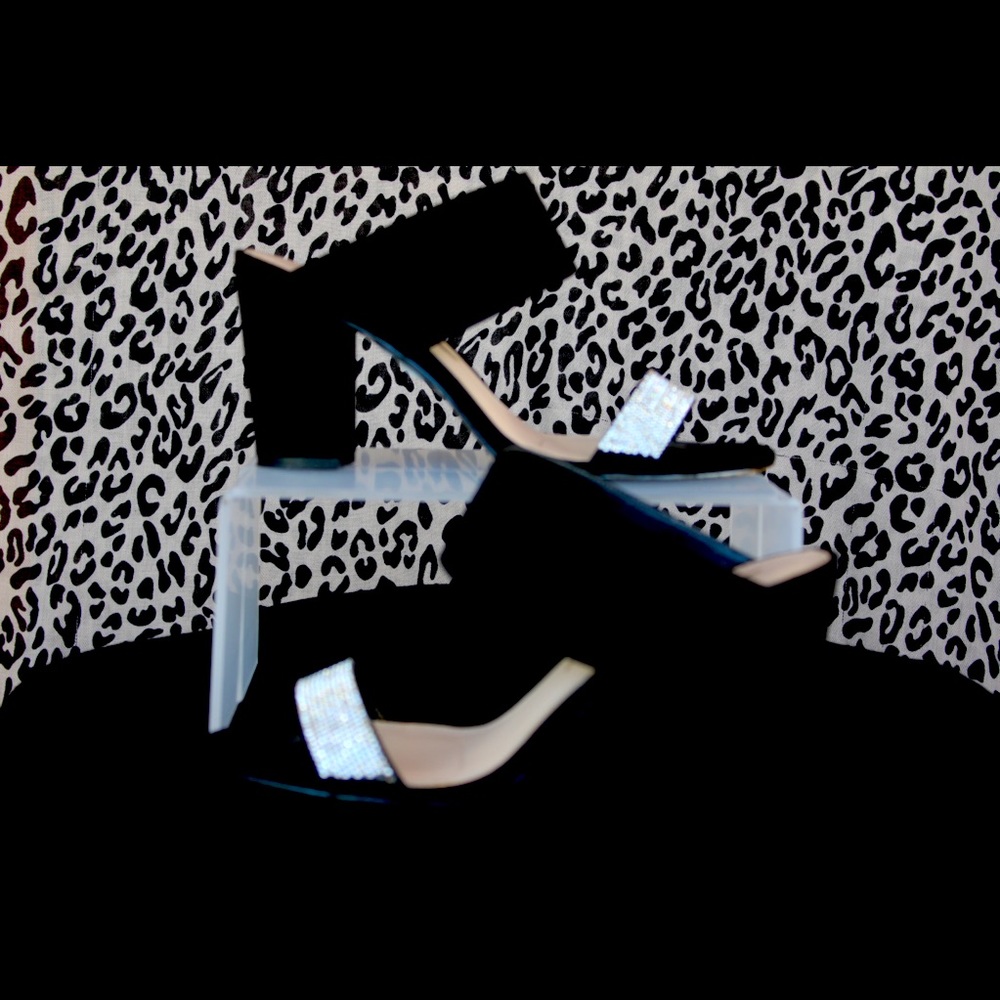 Black glam suede Nina heels size 8 fits true